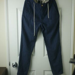 Zara Rustic Drawstring Pants - XS - Navy
